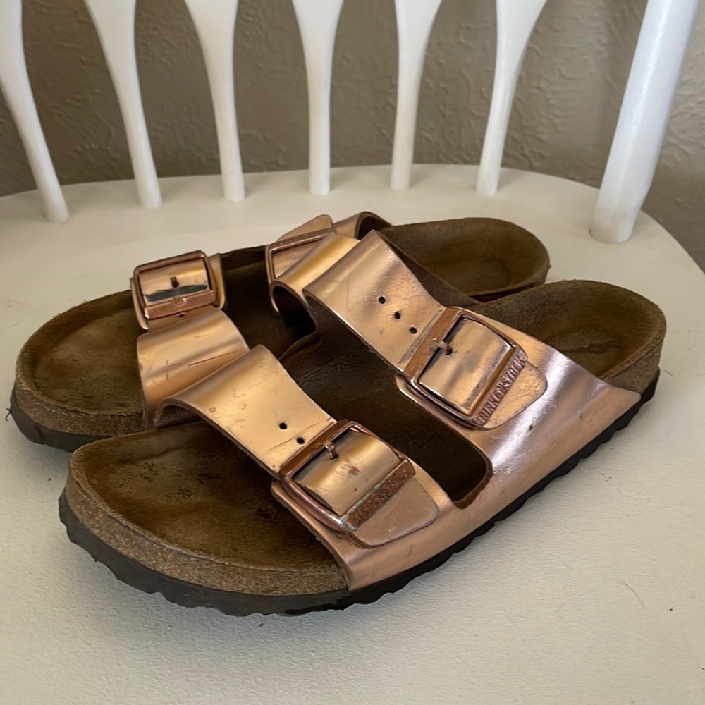 Rose Gold Arizona Birkenstocks